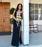 Sheath/Column Strapless Stretch Crepe Cut Out Prom Dresses With Beading
