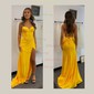 Sheath/Column Sweetheart Satin Corset Prom Dresses With Ruched