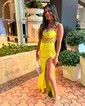 Sheath/Column Cowl Neck Satin Corset Prom Dresses With Beading