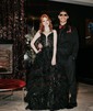 Ball Gown V-neck Tulle Ruffle Tiered Prom Dresses With Appliques