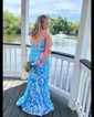 Sheath/Column V-neck Sparkly Sequin Prom Dresses