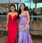 Sheath/Column Strapless Satin Prom Dresses With Appliques