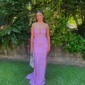 Sheath/Column Strapless Satin Prom Dresses With Appliques