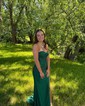 Sheath/Column Strapless Glitter Prom Dresses With Appliques