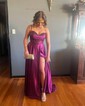 A-line Sweetheart Satin Corset Prom Dresses With Beading