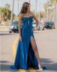 Mermaid Strapless Satin Cut Out Prom Dresses With Ruched