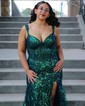 Mermaid Off-the-shoulder Sparkly Sequin Prom Dresses With Appliques