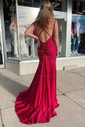 Mermaid V-neck Jersey Beaded Prom Dresses With Ruched