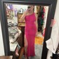 Mermaid One Shoulder Jersey Beaded Prom Dresses With Ruched
