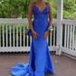 Mermaid V-neck Jersey Beaded Prom Dresses With Ruched