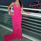 Mermaid V-neck Sparkly Velvet Sequin Cut Out Prom Dresses
