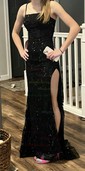 Black Mermaid Scoop Neck Sparkly Sequin Prom Dresses