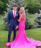 Mermaid One Shoulder Stretch Crepe Two Piece Prom Dresses