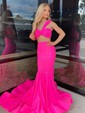 Mermaid One Shoulder Stretch Crepe Two Piece Prom Dresses