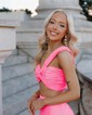 Mermaid One Shoulder Stretch Crepe Two Piece Prom Dresses