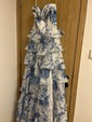 Ball Gown Strapless Satin Chiffon Floral Tiered Prom Dresses
