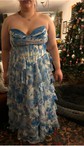 Ball Gown Strapless Satin Chiffon Floral Tiered Prom Dresses