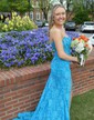 Sheath/Column Strapless Lace Prom Dresses With Ruched