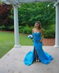 Sheath/Column Strapless Lace Prom Dresses With Ruched