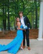 Sheath/Column Strapless Lace Prom Dresses With Ruched