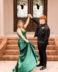 Sheath/Column V-neck Satin Beaded Prom Dresses With Ruched