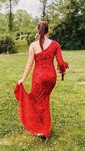Sheath/Column One Shoulder Long Sleeves Sparkly Sequin Prom Dresses