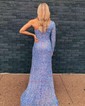 Sheath/Column One Shoulder Long Sleeves Sparkly Sequin Prom Dresses