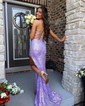 Sheath/Column V-neck Sparkly Sequin Prom Dresses With Appliques