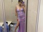 Sheath/Column V-neck Sparkly Sequin Prom Dresses With Appliques