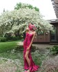 Sheath/Column Sweetheart Sparkly Sequin Prom Dresses With Floral