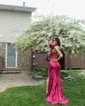 Sheath/Column Sweetheart Sparkly Sequin Prom Dresses With Floral