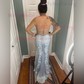 Sheath/Column Sweetheart Sparkly Sequin Prom Dresses With Floral