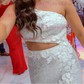 Sheath/Column One Shoulder Sparkly Sequin Prom Dresses With Floral