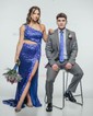 Sheath/Column One Shoulder Sparkly Sequin Prom Dresses With Floral