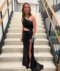 Sheath/Column One Shoulder Sparkly Sequin Prom Dresses With Floral