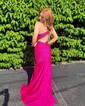 Sheath/Column One Shoulder Jersey Cut Out Beaded Prom Dresses