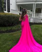 Sheath/Column One Shoulder Jersey Cut Out Beaded Prom Dresses