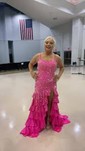 Mermaid V-neck Satin Tiered Prom Dresses With Beading