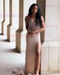 Sheath/Column Strapless Sparkly Sequin Prom Dresses With Beading