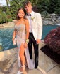 Sheath/Column Strapless Sparkly Sequin Prom Dresses With Beading