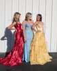 Ball Gown Strapless Chiffon Satin Ruffle Tiered Prom Dresses