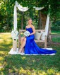 Mermaid Strapless Satin Corset Prom Dresses With Appliques