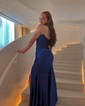 Mermaid Strapless Satin Corset Prom Dresses With Appliques