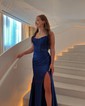 Mermaid Strapless Satin Corset Prom Dresses With Appliques