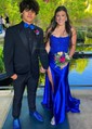 Mermaid Strapless Satin Corset Prom Dresses With Appliques