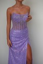 Sheath/Column Strapless Sparkly Sequin Prom Dresses With Beading