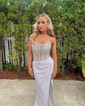 Sheath/Column Strapless Sparkly Sequin Prom Dresses With Beading