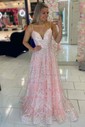 Ball Gown V-neck Sparkly Sequin Prom Dresses