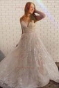 Ball Gown V-neck Sparkly Sequin Prom Dresses
