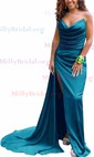 Sheath/Column Cowl Neck Satin Prom Dresses With Ruched